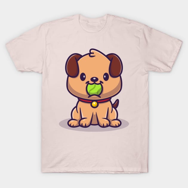 Cute Pug Dog Bite Baseball Cartoon T-Shirt by Catalyst Labs